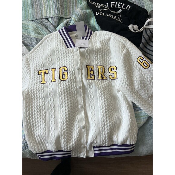 Brand New LSU Tigers Gameday Couture Women’s Large Button Up Varsity Jacket NWT - Picture 1 of 7